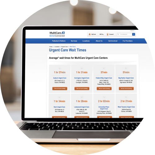 screenshot of multicare wait times page from 2010