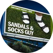 Picture of pemco sandals and socks guy billboard