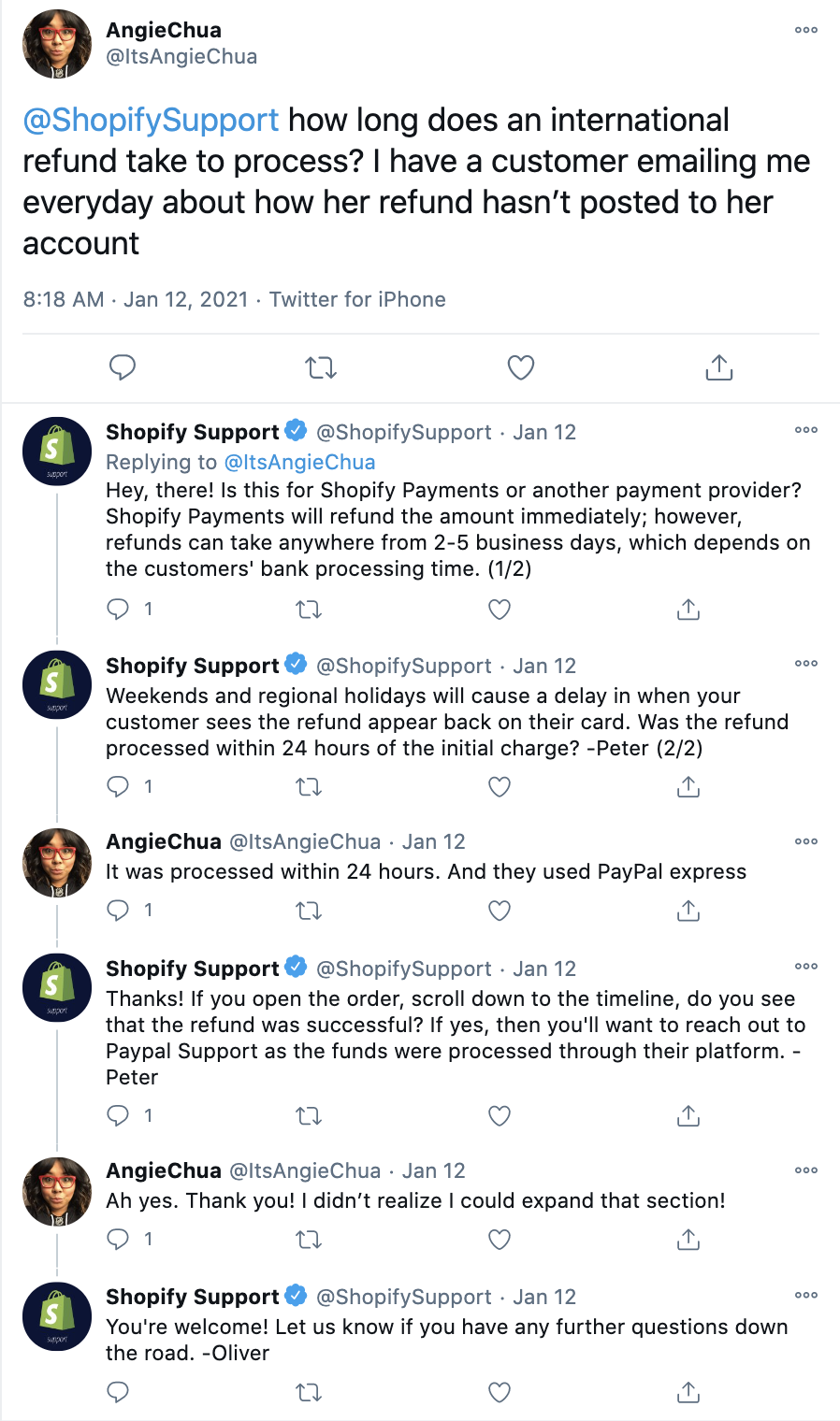Shopify customer support social media marketing example