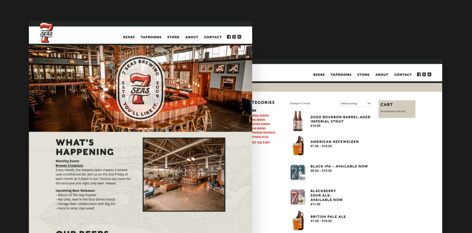 Screenshots of 7 Seas website