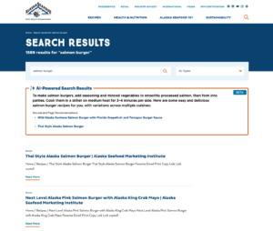 screen showing AI powered search results