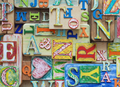 Collage made of colorful alphabet letters.