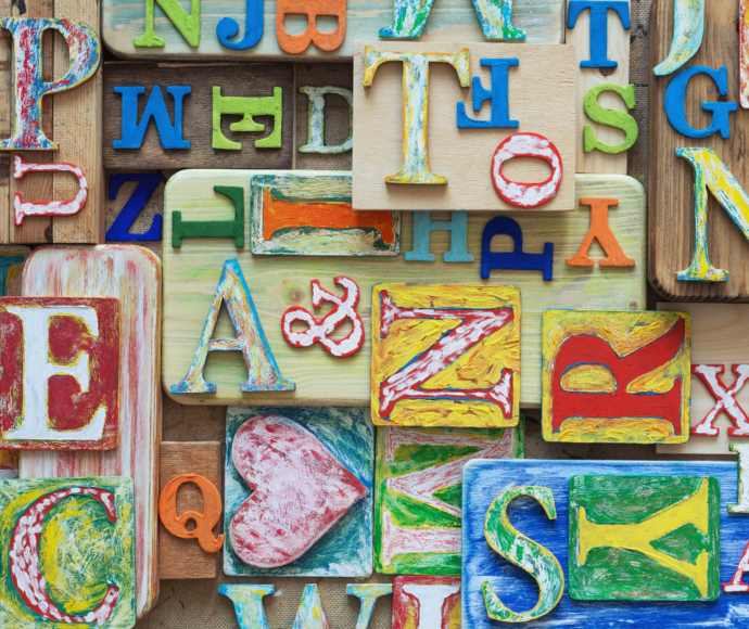 Collage made of colorful alphabet letters.