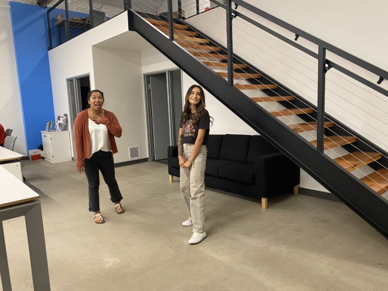 Angie and Alma acting out an imrov activity