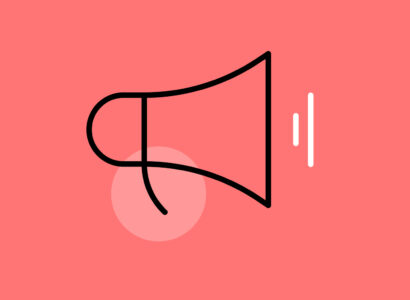 Megaphone icon on pink background