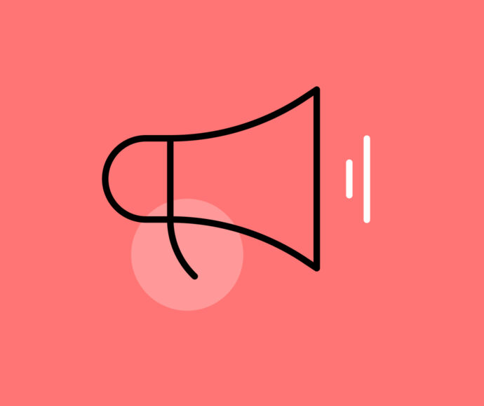 Megaphone icon on pink background