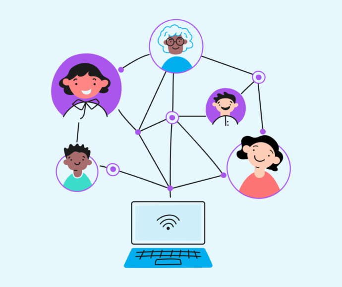 people connected through a computer