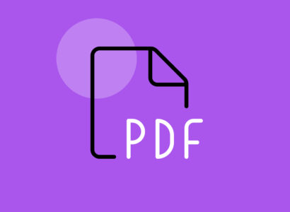 PDF file icon on a purple background