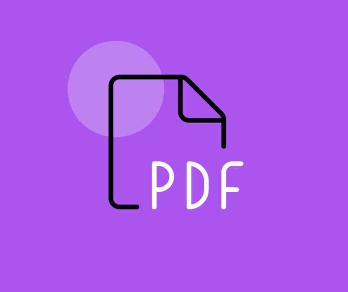 PDF file icon on a purple background