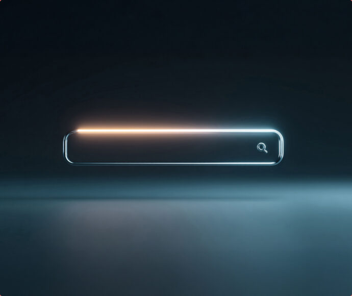 Abstract representation of modern AI search technology, featuring a glowing, futuristic search interface.