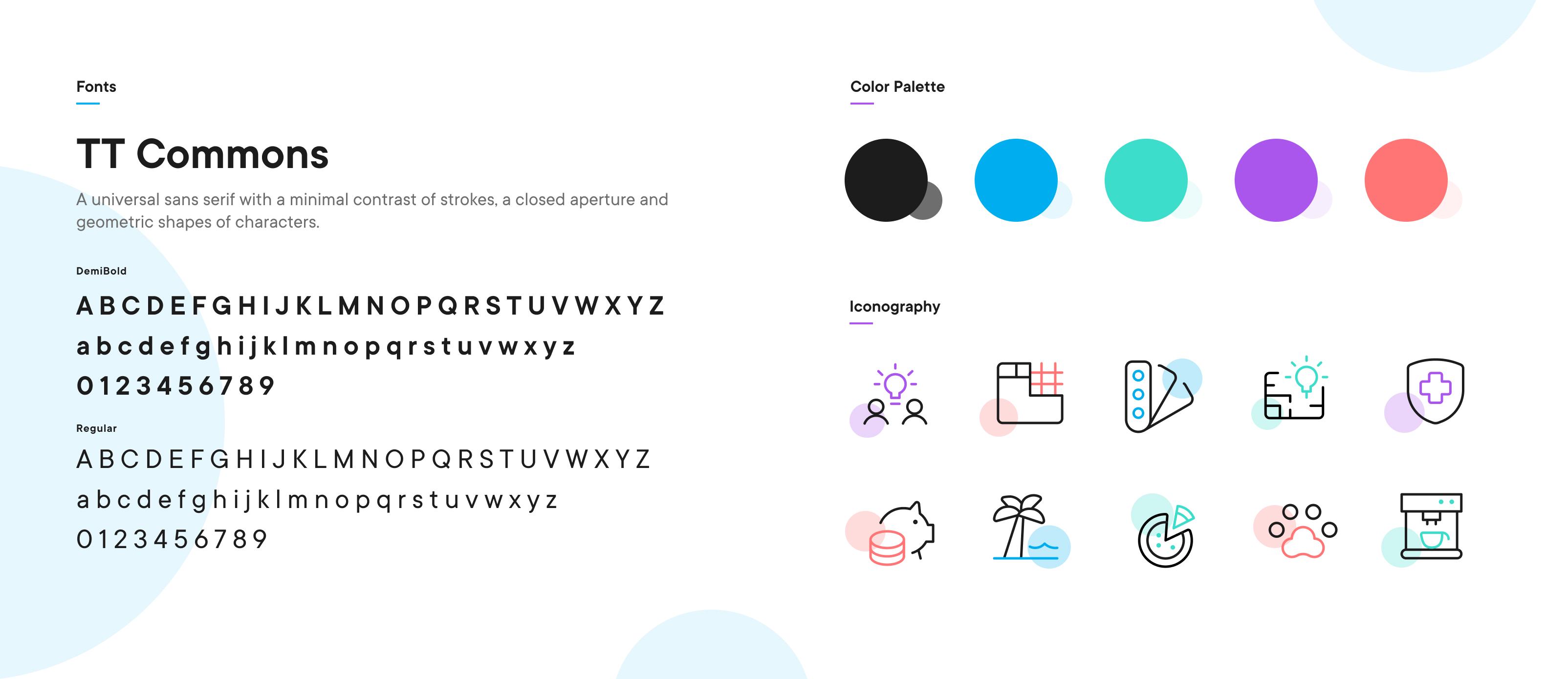 Typography, color palette and iconography from the 2022 SiteCrafting brand refresh.
