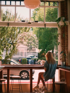 Woman sitting in a cafe