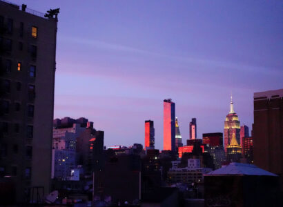 New York city skyline at sunset