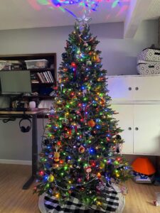 Colorfully lit Christmas tree