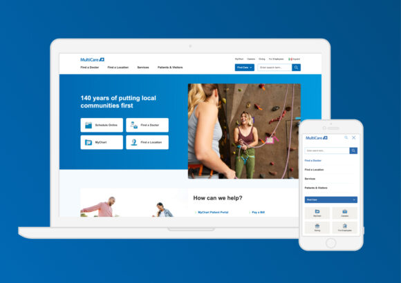 MultiCare website screenshots in desktop and phone view