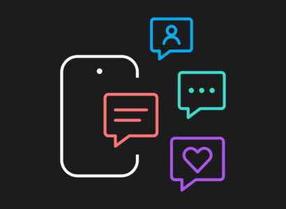 phone with chat boxes around it