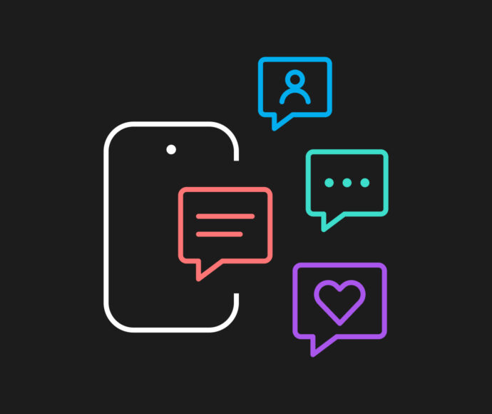 phone with chat boxes around it