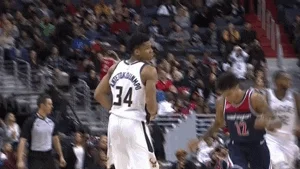 GIF of Antetokounmpo playing basketball