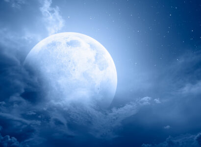 full moon in dark blue sky