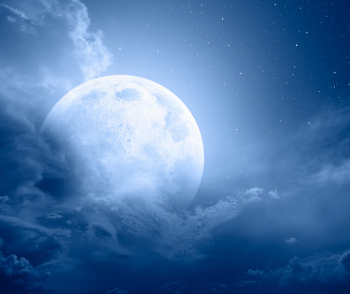 full moon in dark blue sky