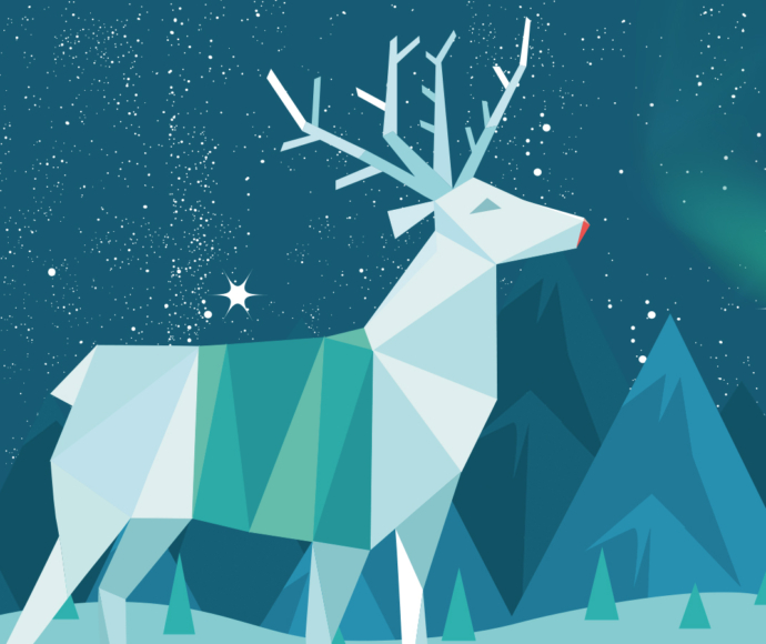 Present Drop game reindeer graphic.