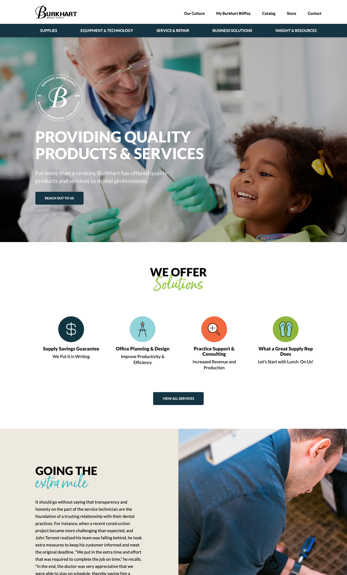 Screenshots of the Burkhart website home page.