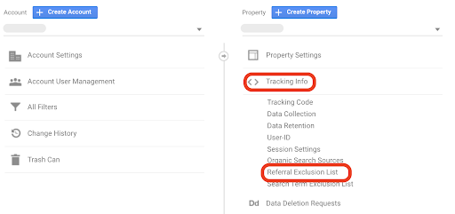 Cross-Domain tracking account settings.
