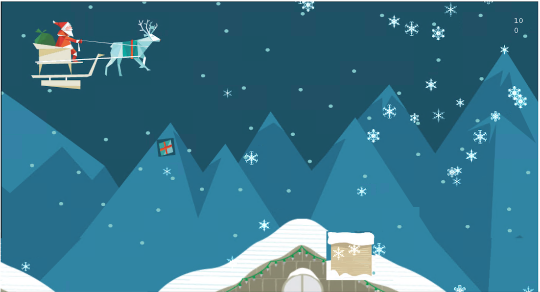 Screenshot of SiteCrafting's Present Drop game play.