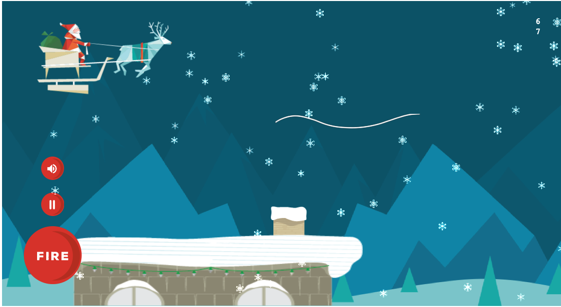 Screenshot of SiteCrafting's Present Drop game play.
