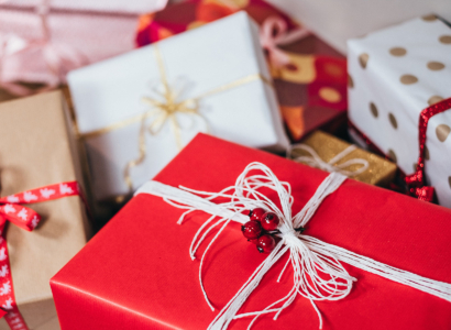 Wrapped Christmas presents.