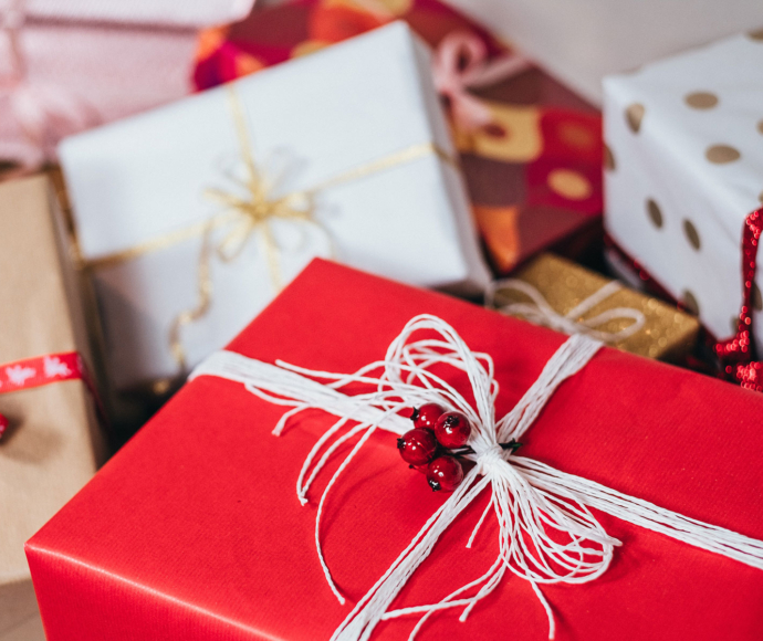 Wrapped Christmas presents.