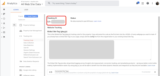 Screenshot of showing installing Google Analytics.