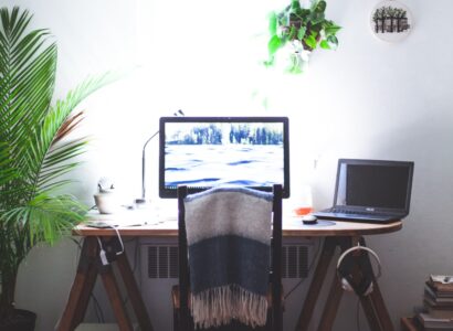 Home office with lots of greenery