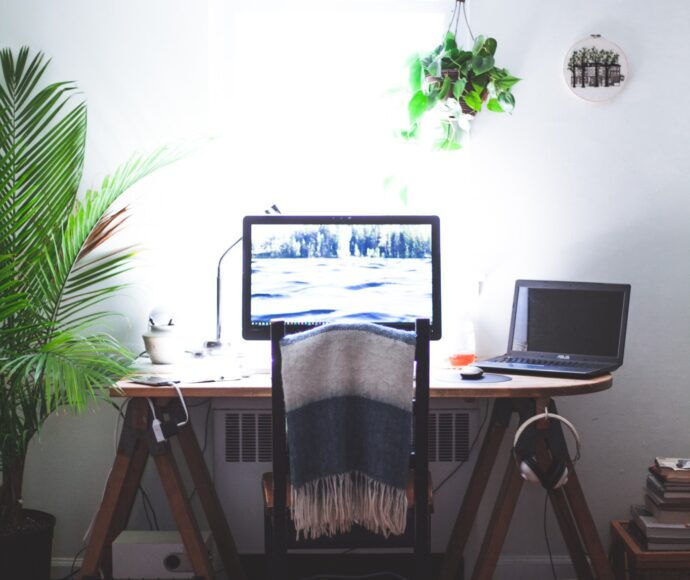 Home office with lots of greenery