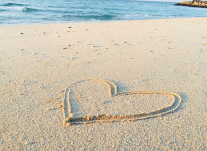 heart drawn in the sand
