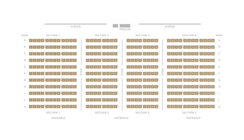 Screenshot of Kois Center interactive seating chart.