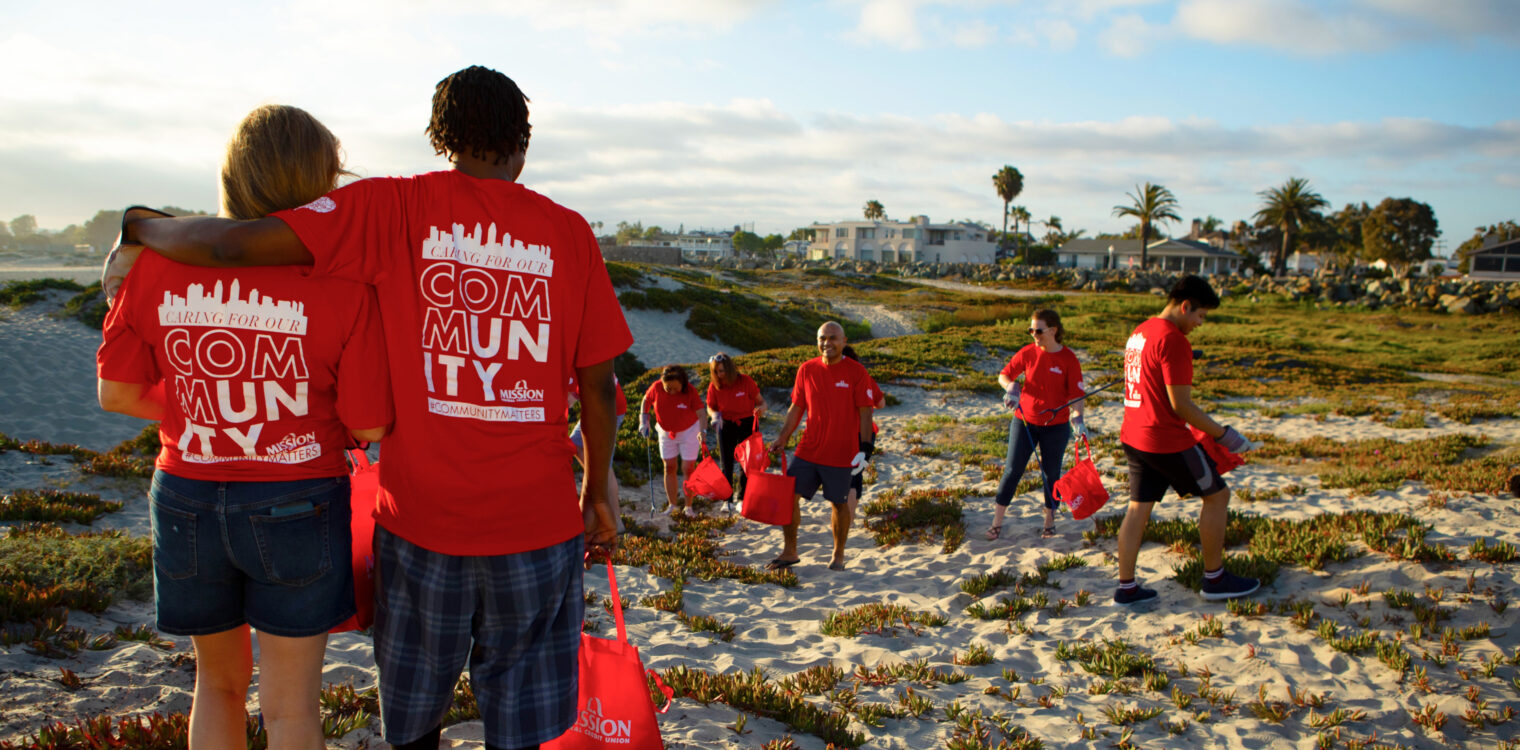 Mission Fed employees at a beach cleanup