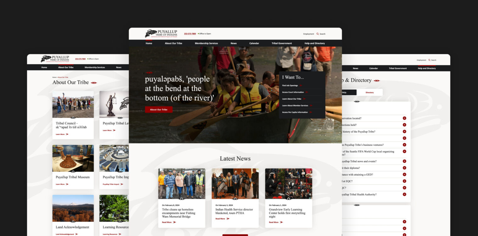 The Puyallup Tribe of Indians website screenshots