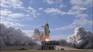 Gif of spaceship blasting into space
