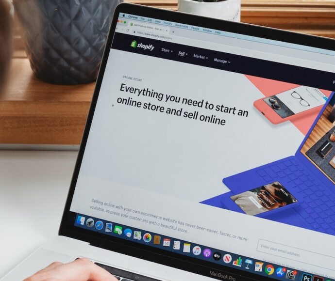 Shopify website on a laptop screen.