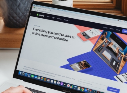 Shopify website on a laptop screen.