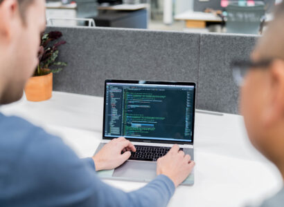 Developers working on coding together