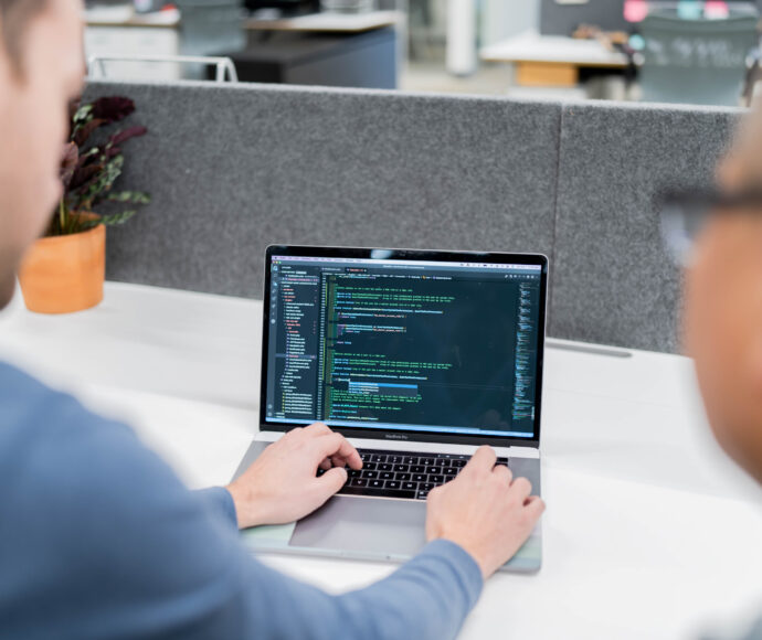 Developers working on coding together