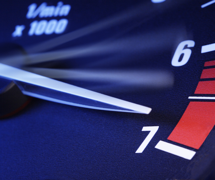 Close up of a speedometer