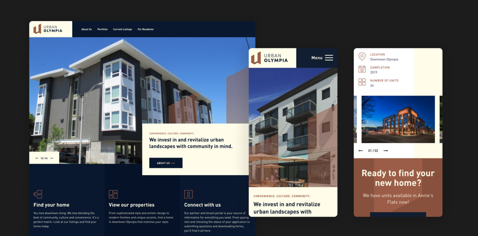 Screenshots of the Urban Olympia website.
