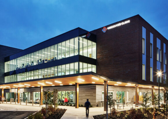 The Vancouver Clinic building on at dusk