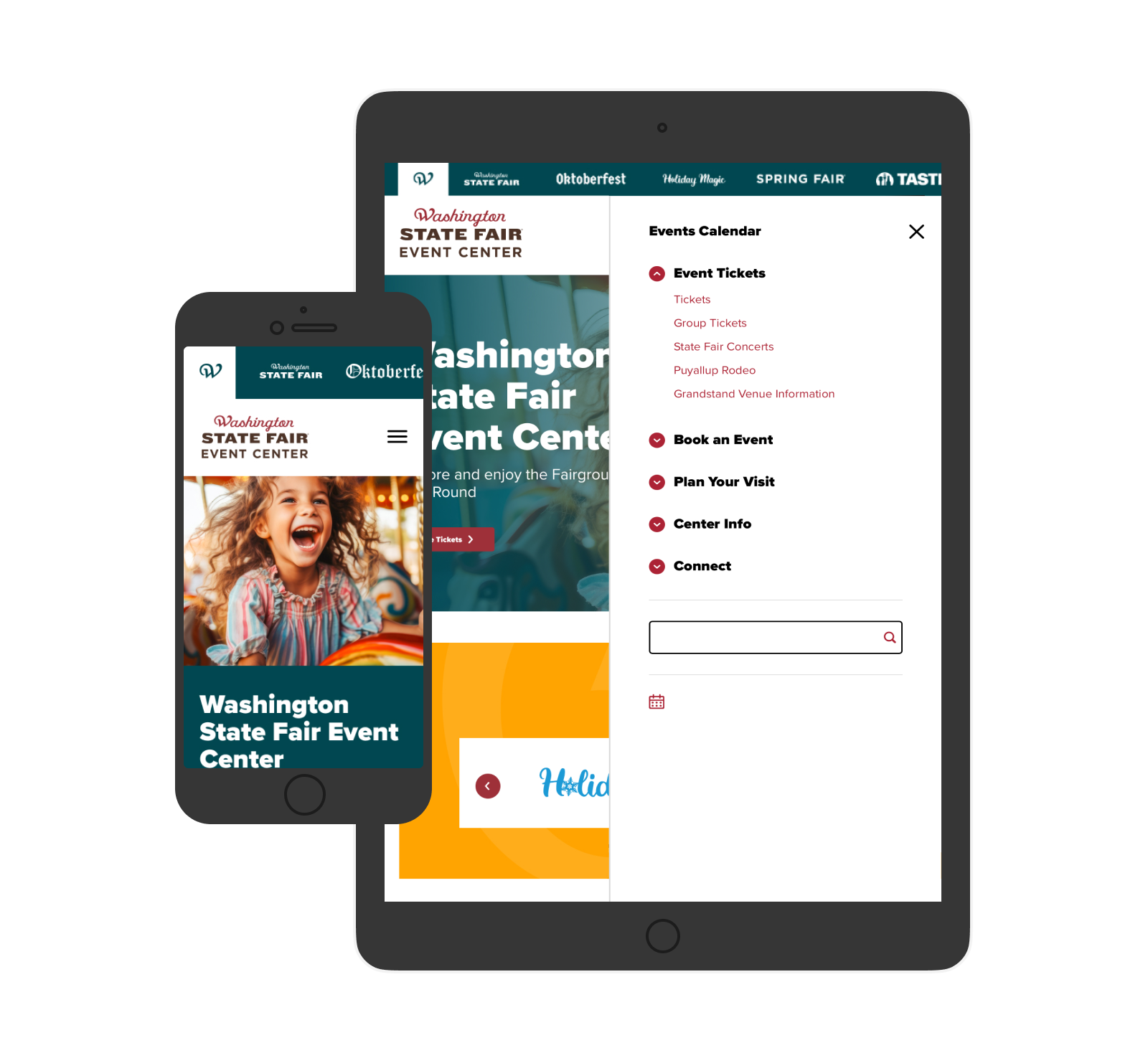 WSFEC home page on a phone and tablet